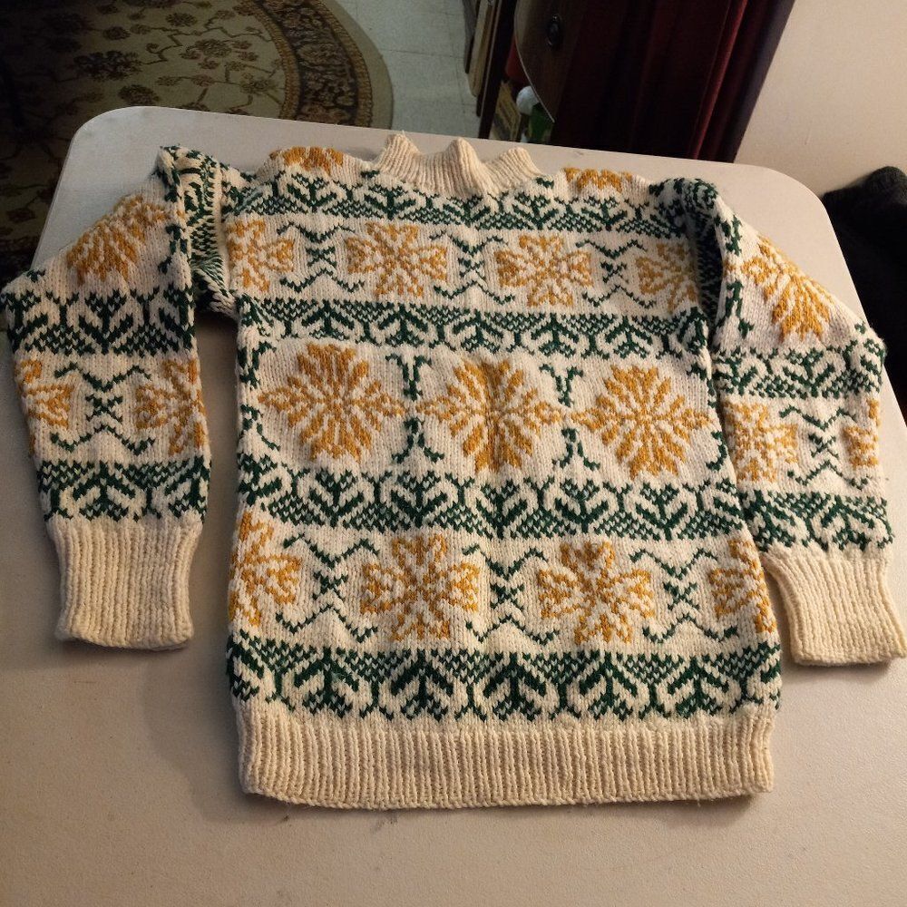 Vintage Handmade Tan Snowflake Sweater